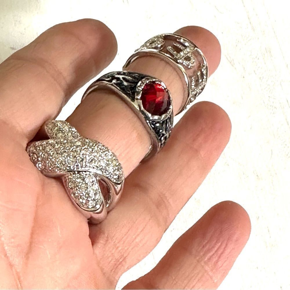 Silver tone ring bundle of 3 - Picture 2 of 7